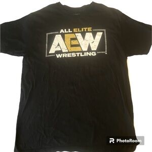 AEW Pro Wrestling T-shirt Size L 100% Cotton Black Printed in USA